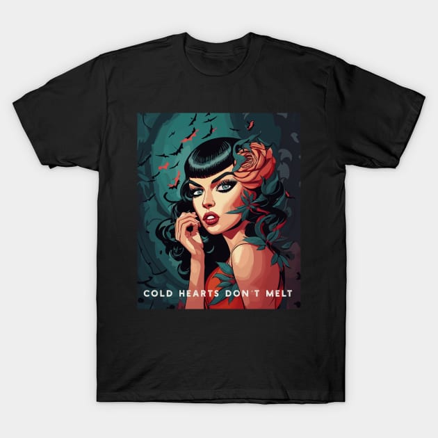 pin up vampire with bats T-Shirt by Kingrocker Clothing